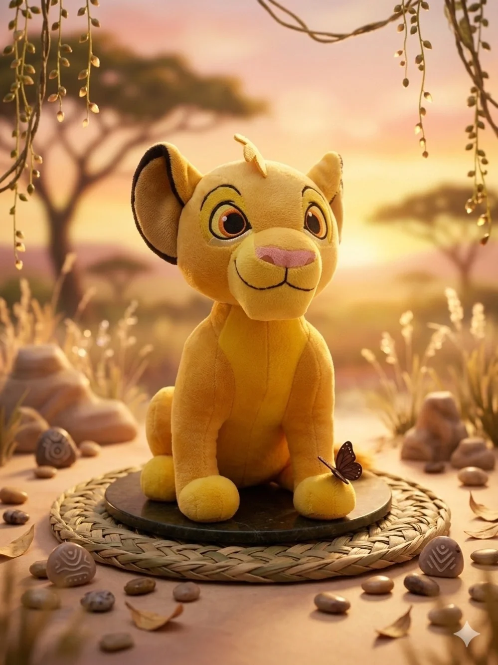 Disney Yellow Simba Plush Lion Cub with Pink Nose Cuddle and Play Time